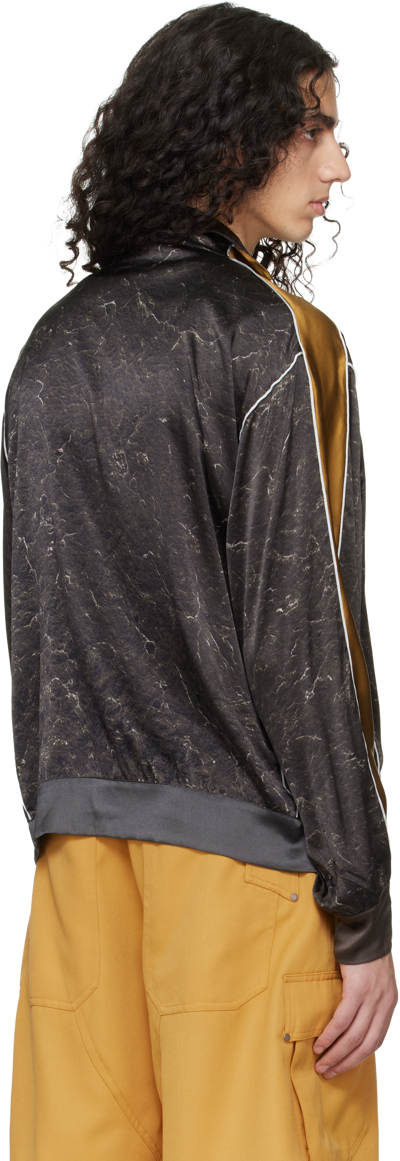 Brown Satin Silk Football Track Jacket