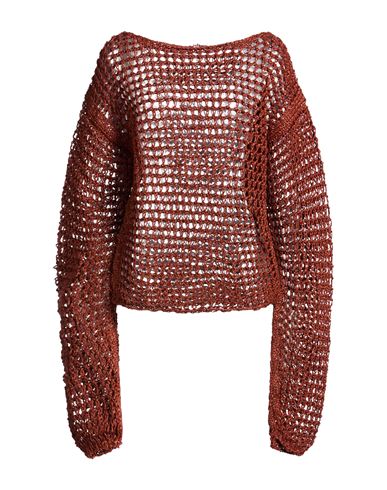 Collezione N_01 Woman Sweater Rust Size S Viscose, Linen, Cotton