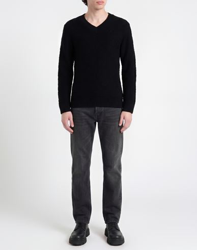 Man Sweater Black Size L Modal, Wool