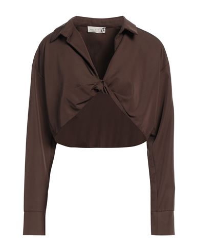 Woman Top Dark brown Size S Viscose, Polyester