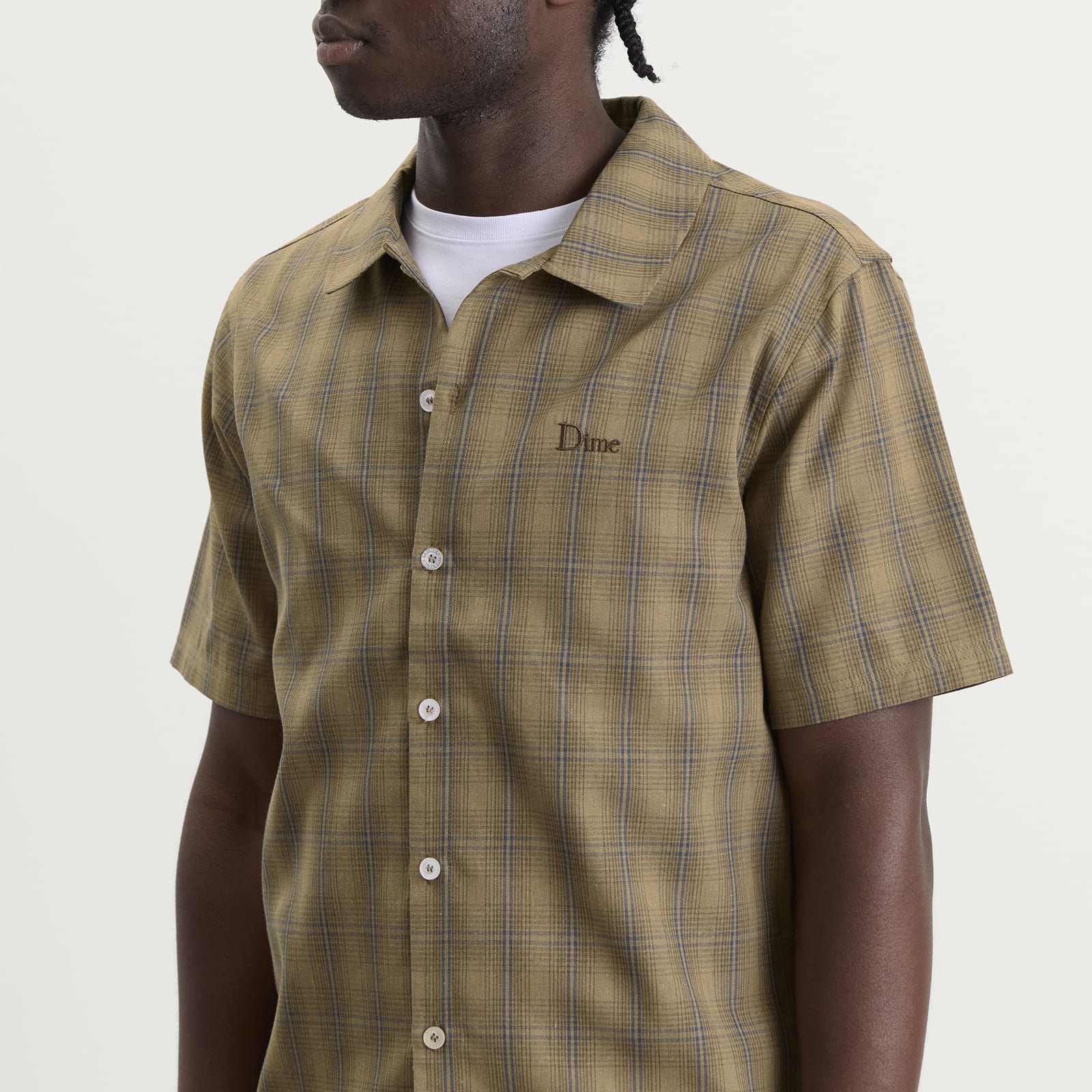 Men's Plaid Short Sleeve Shirt Brown