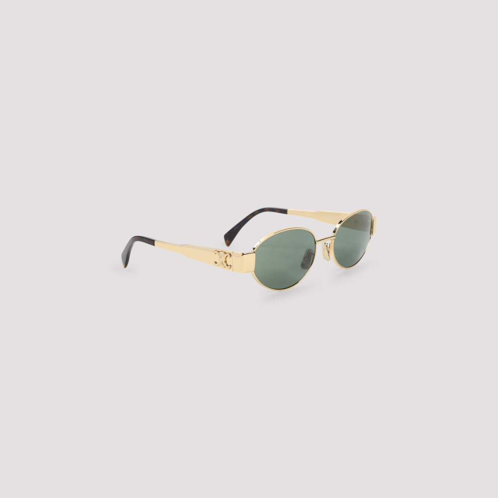 Golden Green Oval Sunglasses