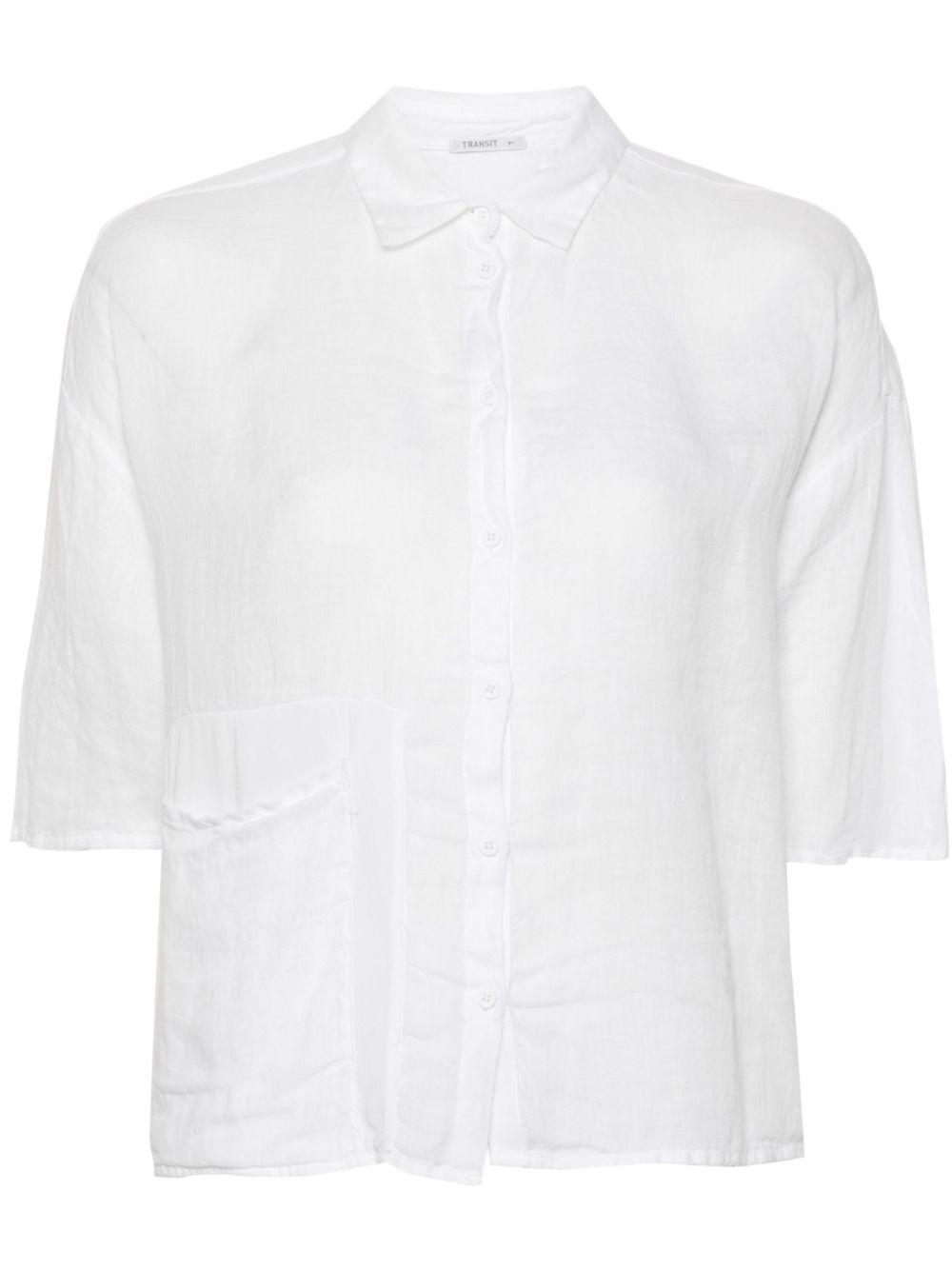 Classic-collar drop-shoulder shirt - White