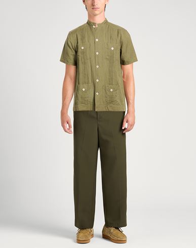 Man Shirt Military green Size L Cotton, Linen
