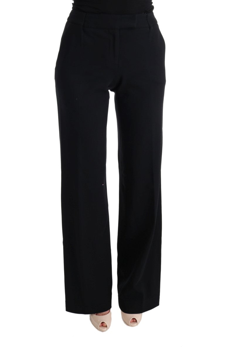 Viscose Bootcut Trousers — Black
