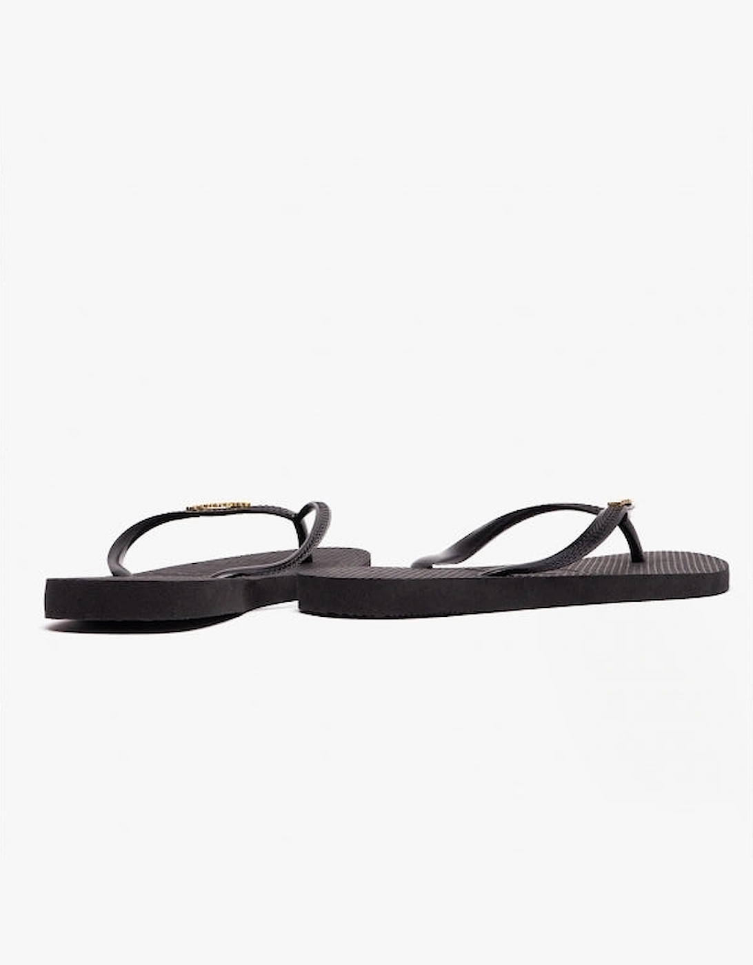 Women's Havaianas HAV SLIM LOGO METALLIC Womens Flip-Flops Black/Gold - Black/Black - Size: 3/3.5/4
