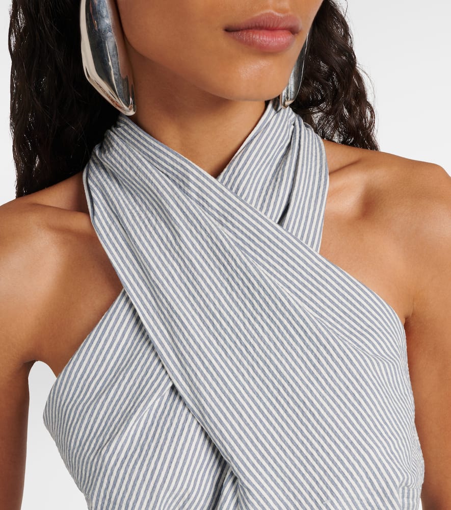 Veronica Beard Drey striped halterneck cotton top