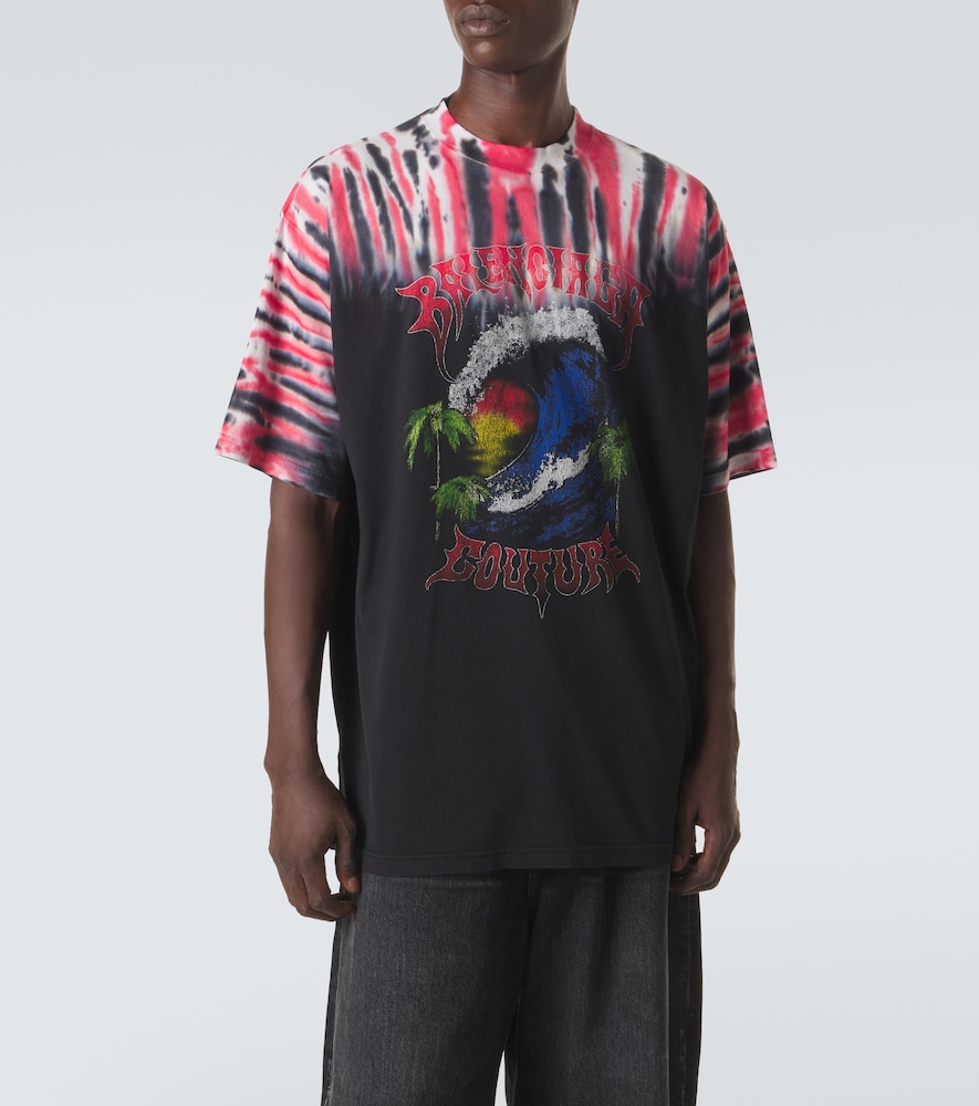 Printed tie-dye cotton jersey T-shirt