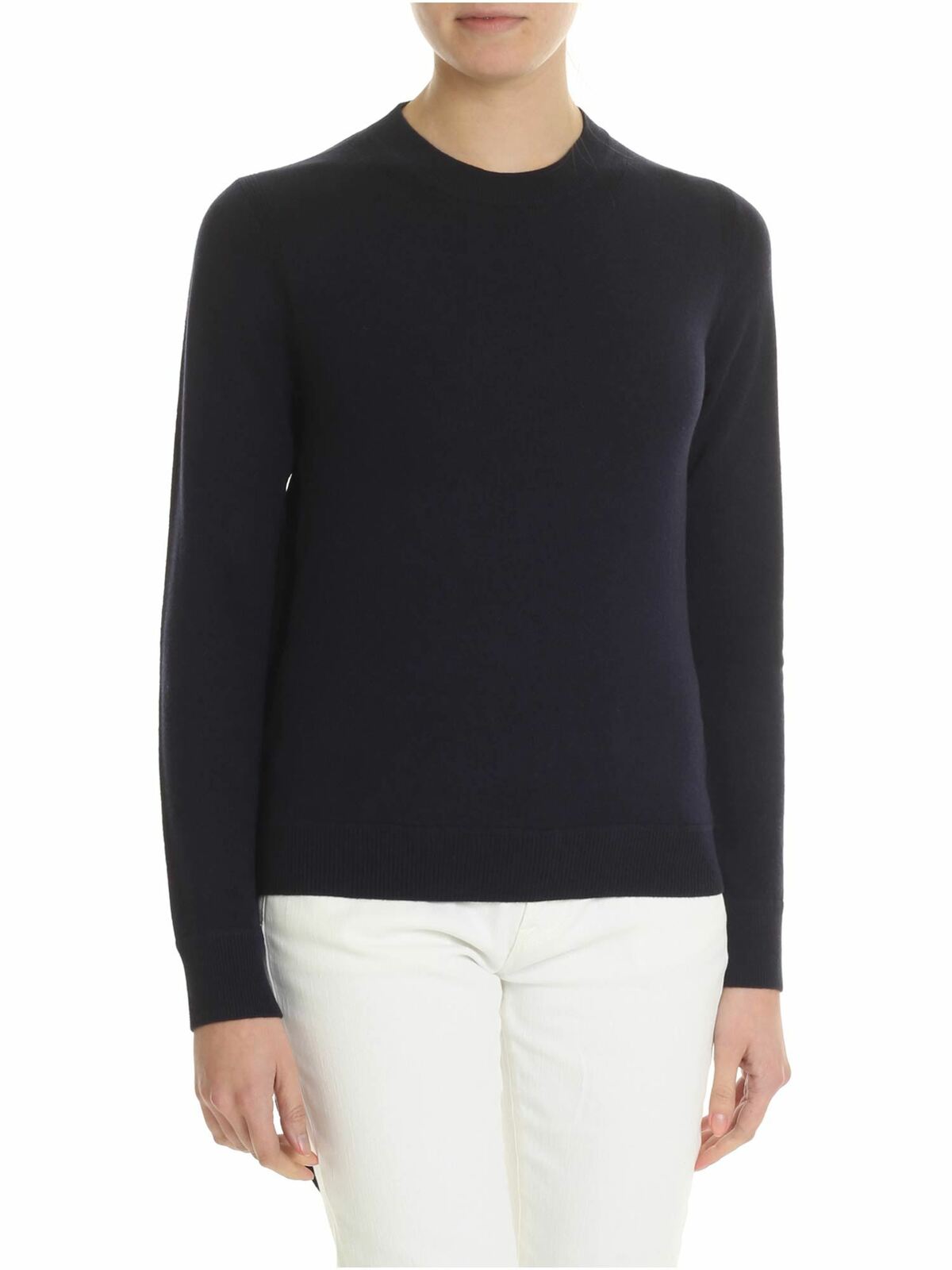 Blue pullover with crossover