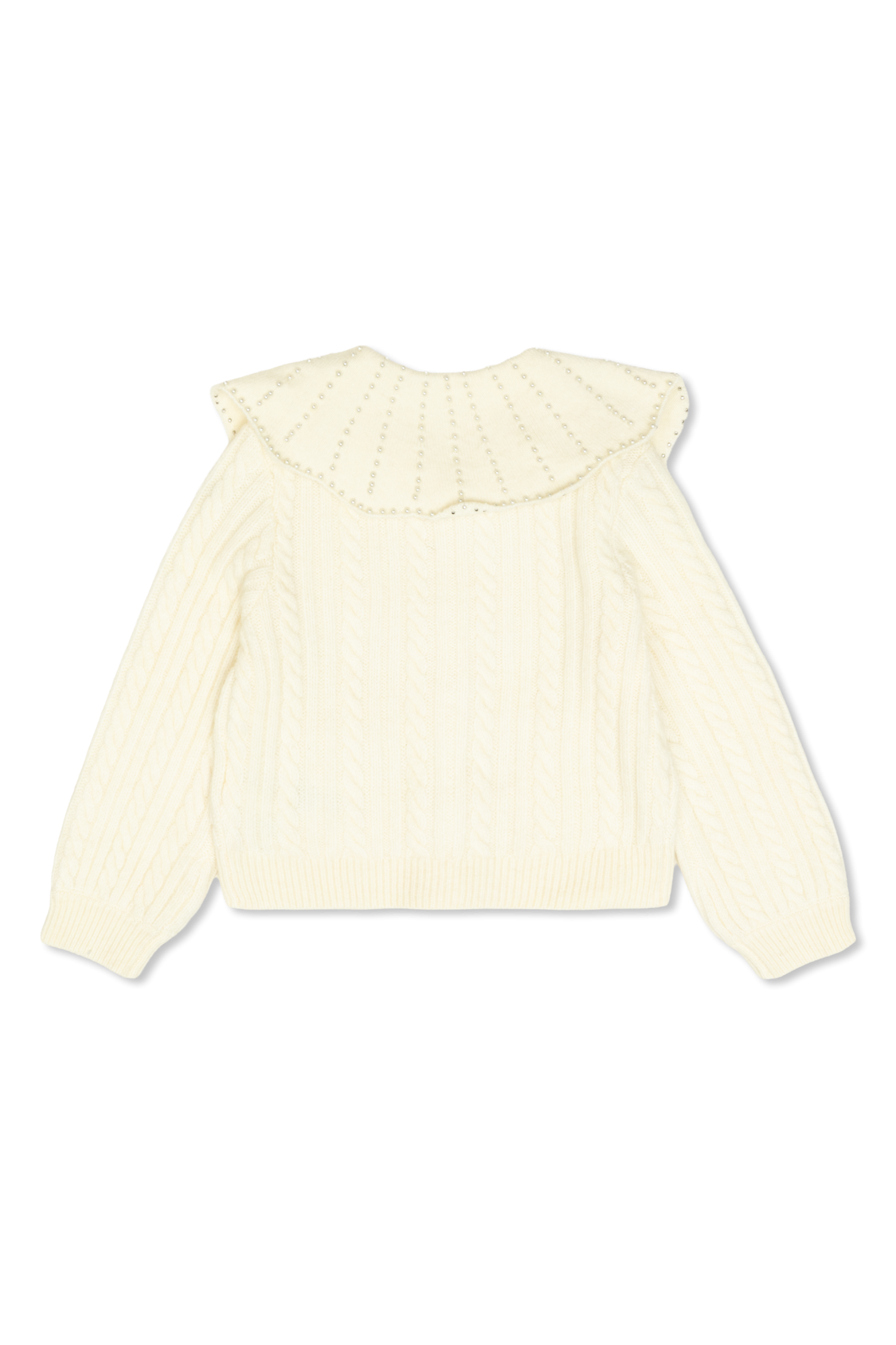 Cardigan With Pearl Appliqués, Unisex, Cream
