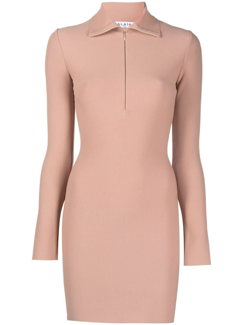 Peach Half zip Fastening Mini Dress