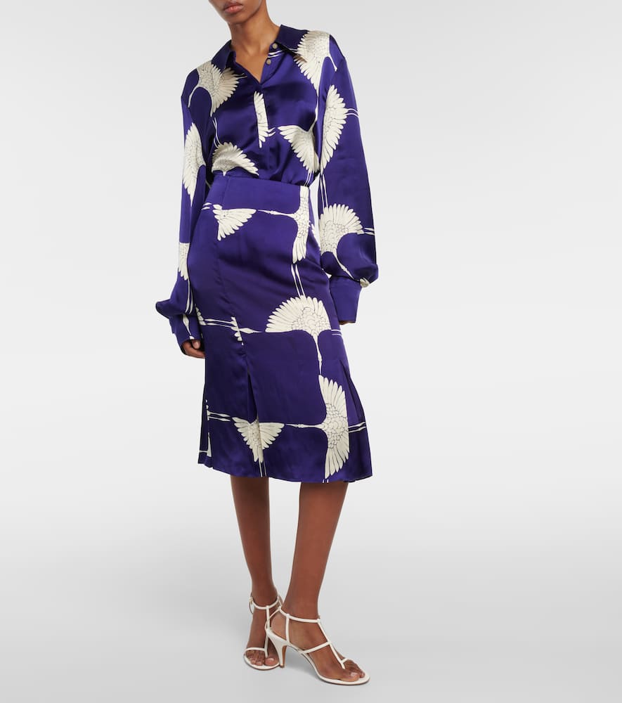 Levy printed twill midi skirt
