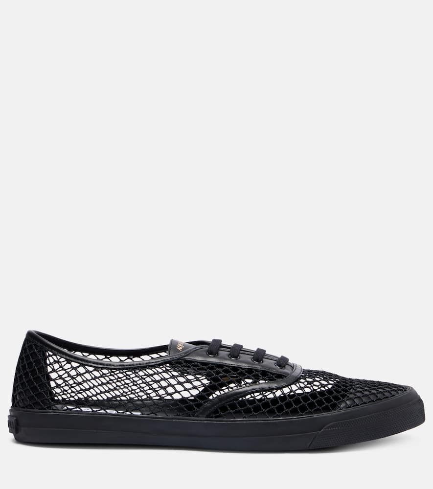 Minimalist Mesh leather-trimmed sneakers