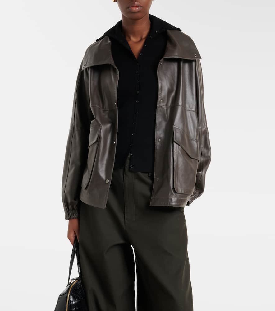 Anorak leather jacket