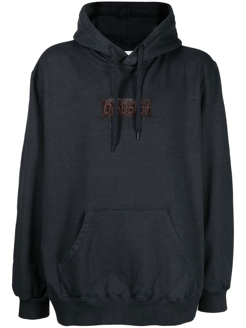 Logo-patch cotton hoodie - Grey