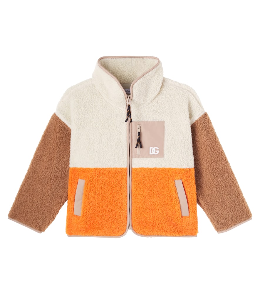 Colorblocked logo teddy jacket