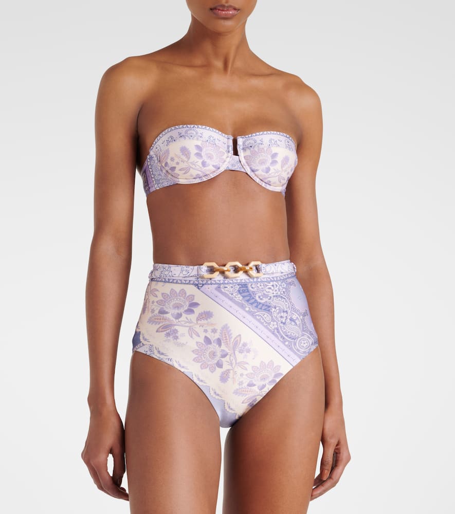 Lucky floral high-rise bikini bottoms