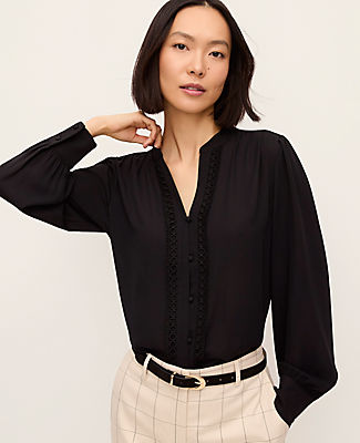 Ann Taylor Lace Trim Blouse