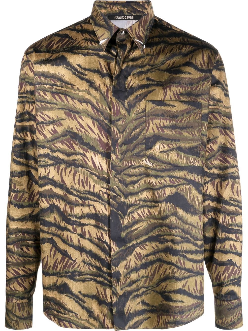 Tiger-print cotton shirt - Green
