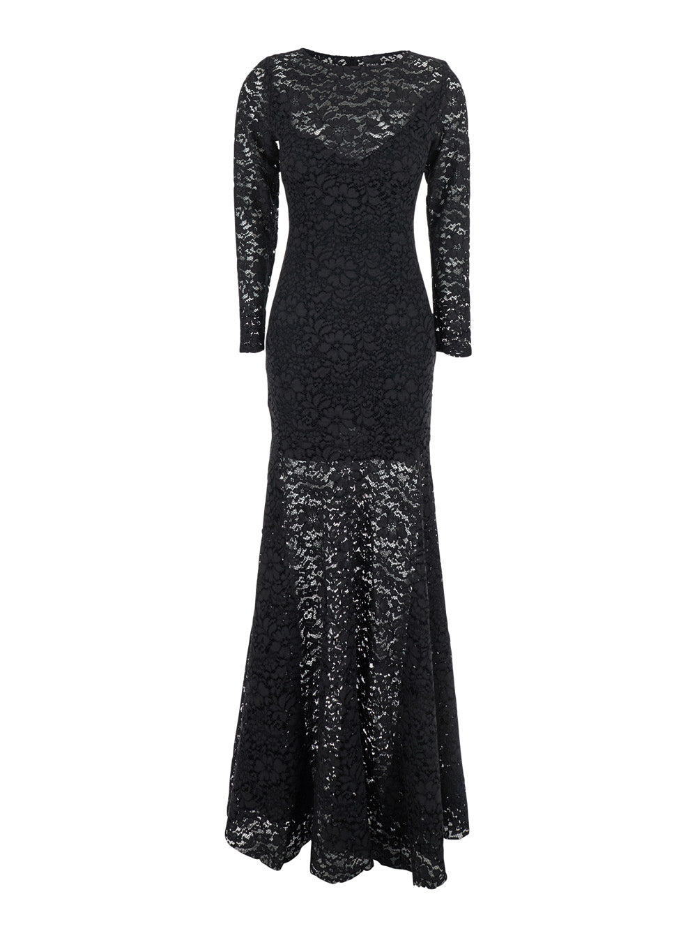 Lace-Embroidered Maxi Dress — Black