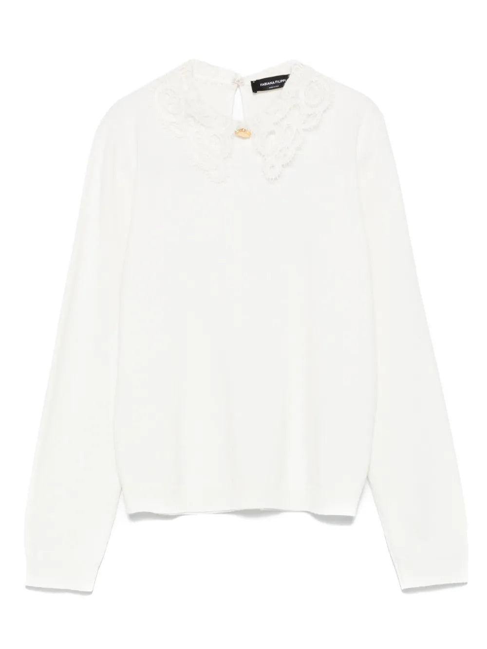 Lace-Trimmed Sweater — White