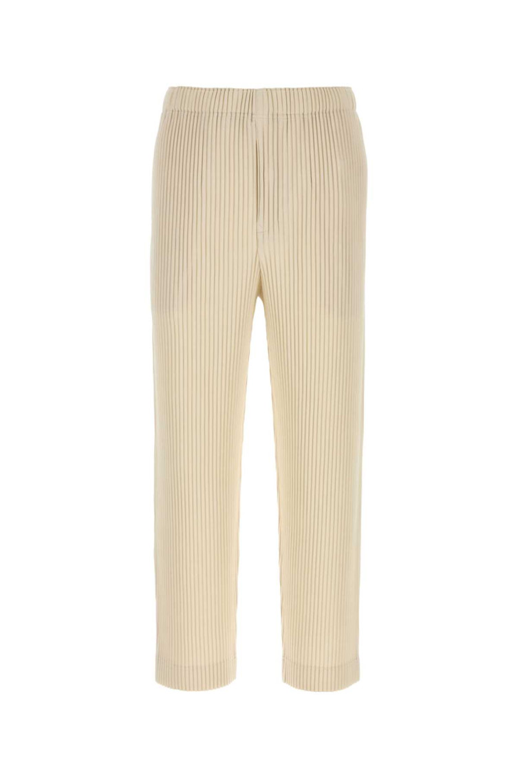 Beige Regular Pleated Pants