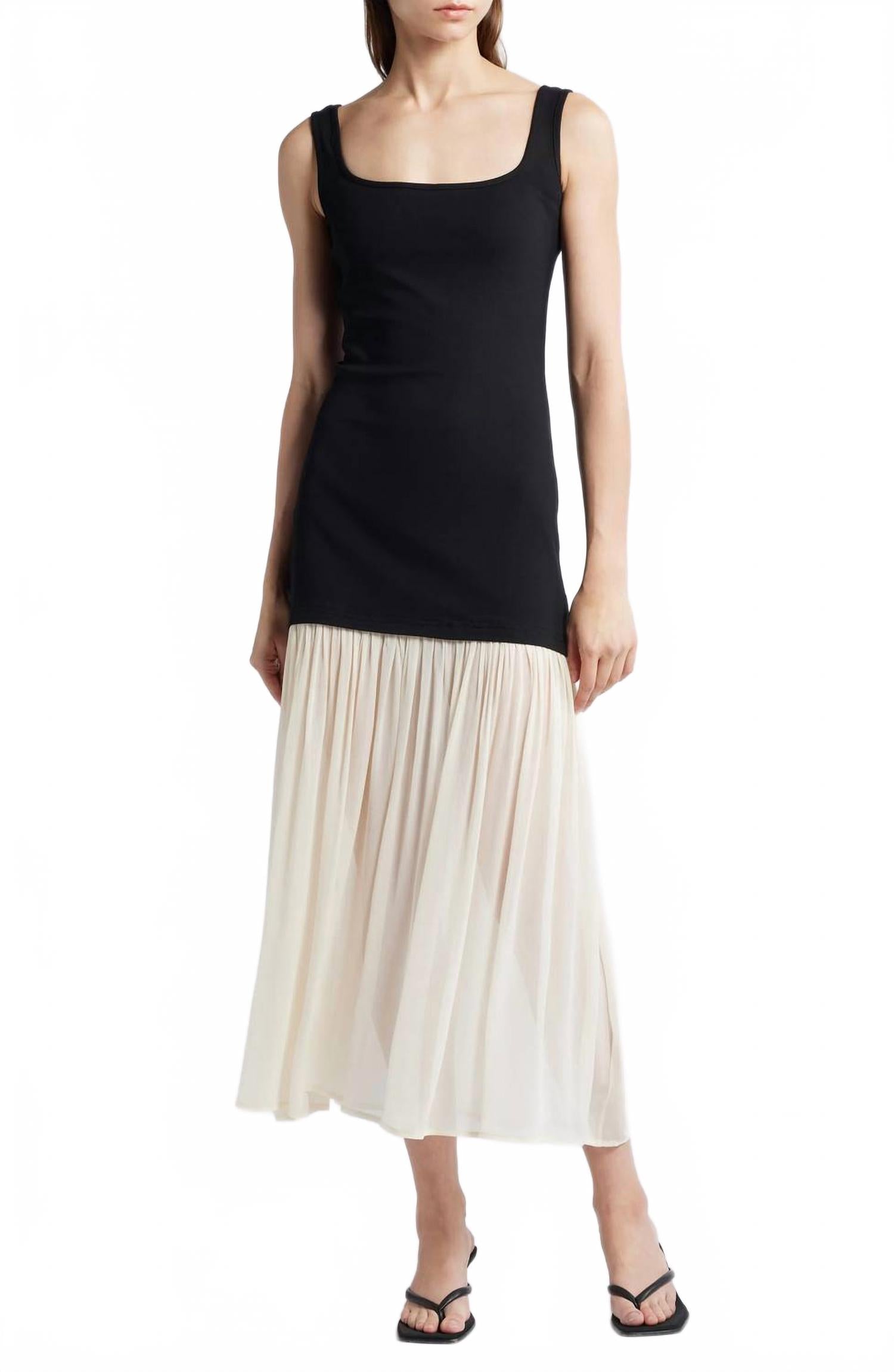 Gia Midi Dress In Black/beige
