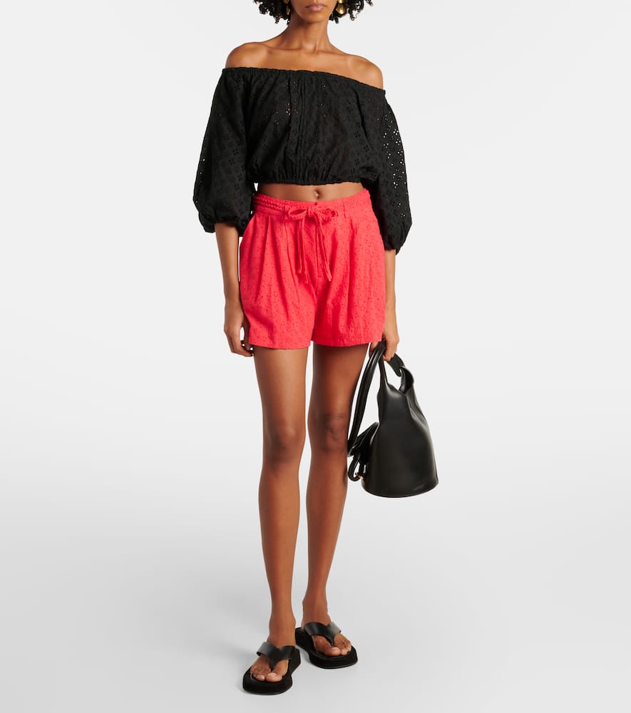 Off-shoulder cotton crop top