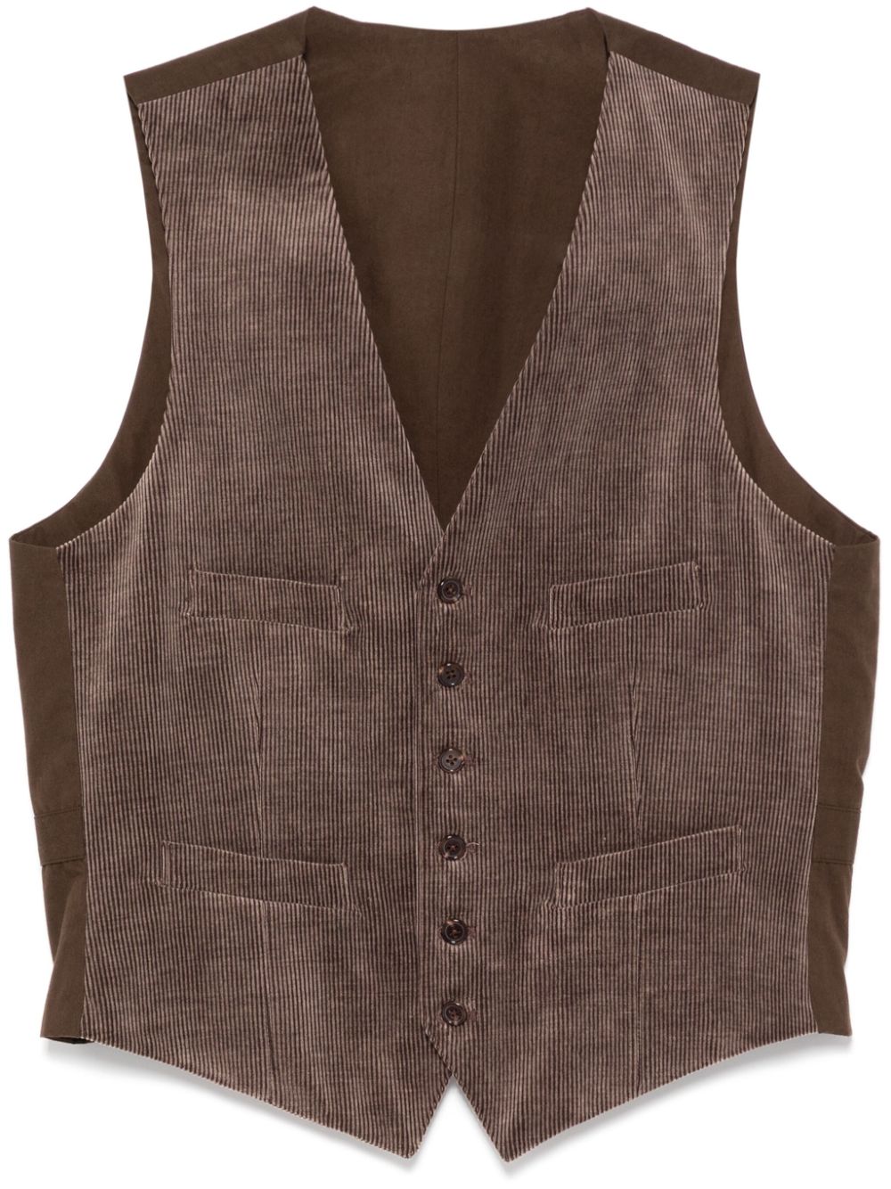 Corduroy V-neck vest - Brown