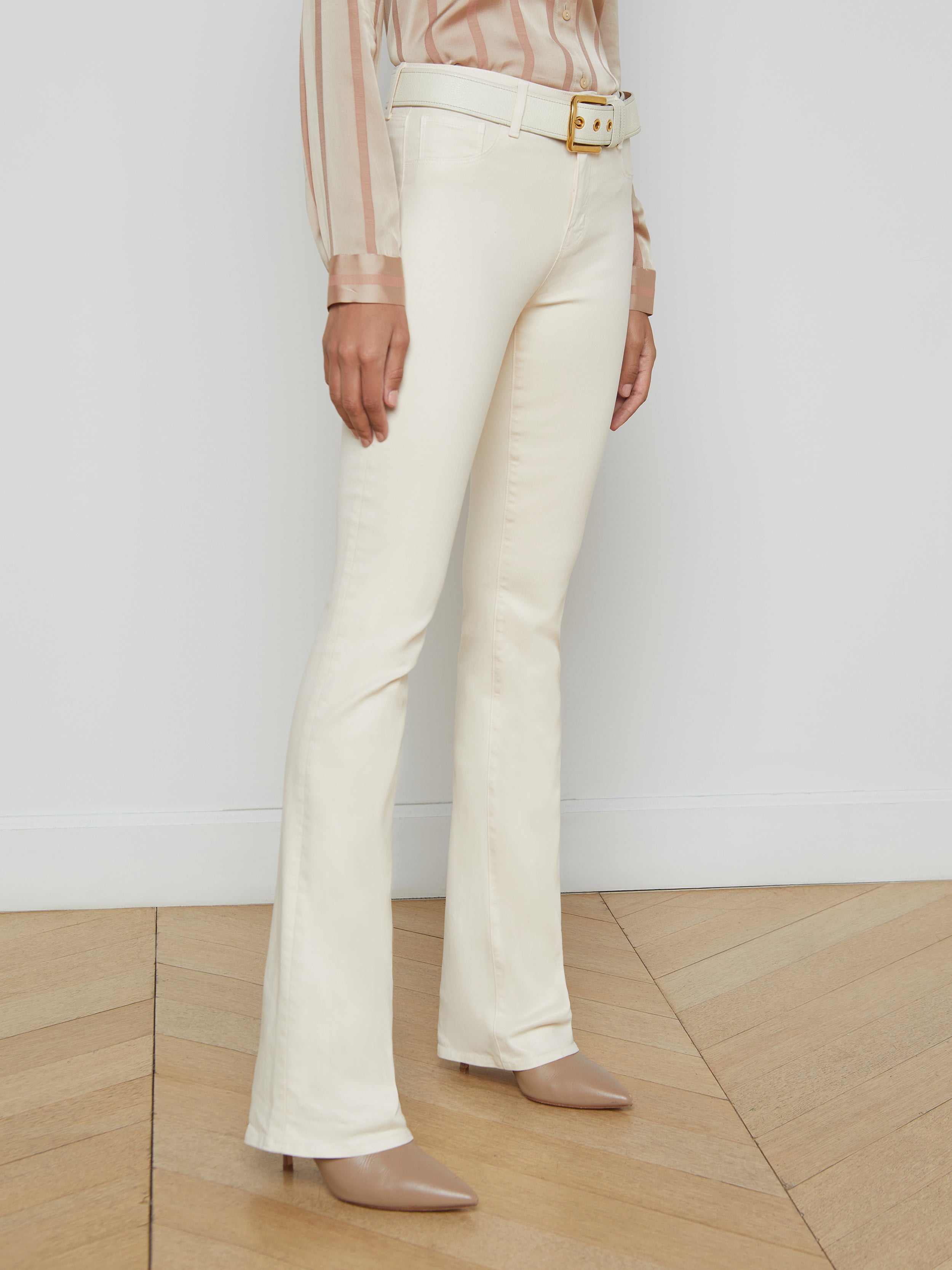 Selma Coated Bootcut Jean In French Vanilla Coated