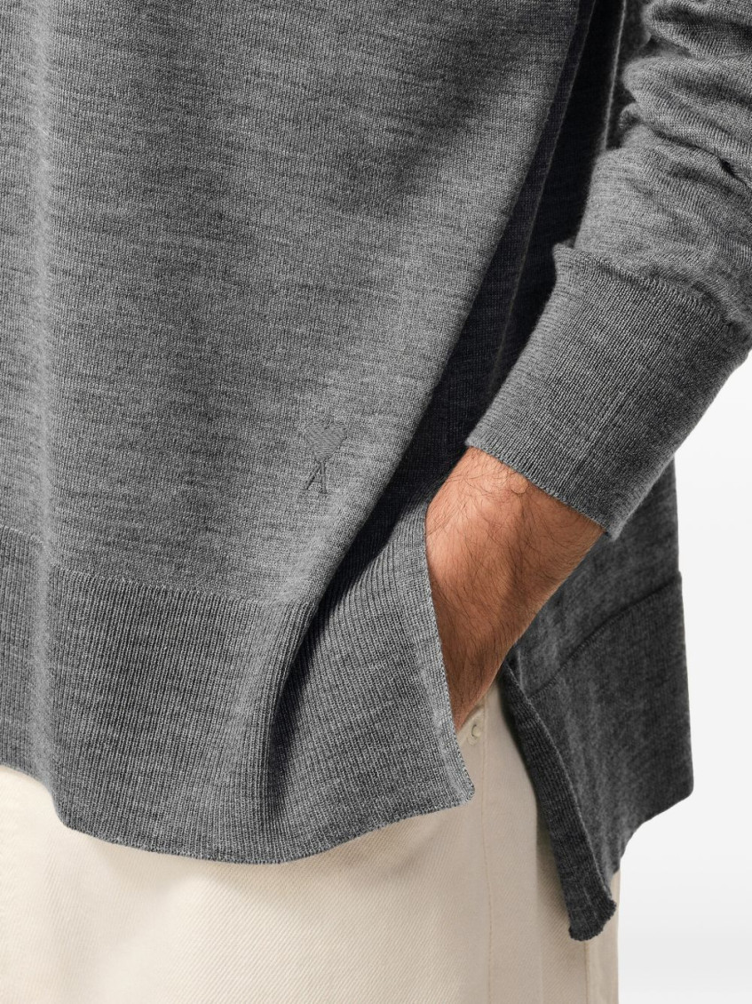 Grey Crew Neck Logo Sweater