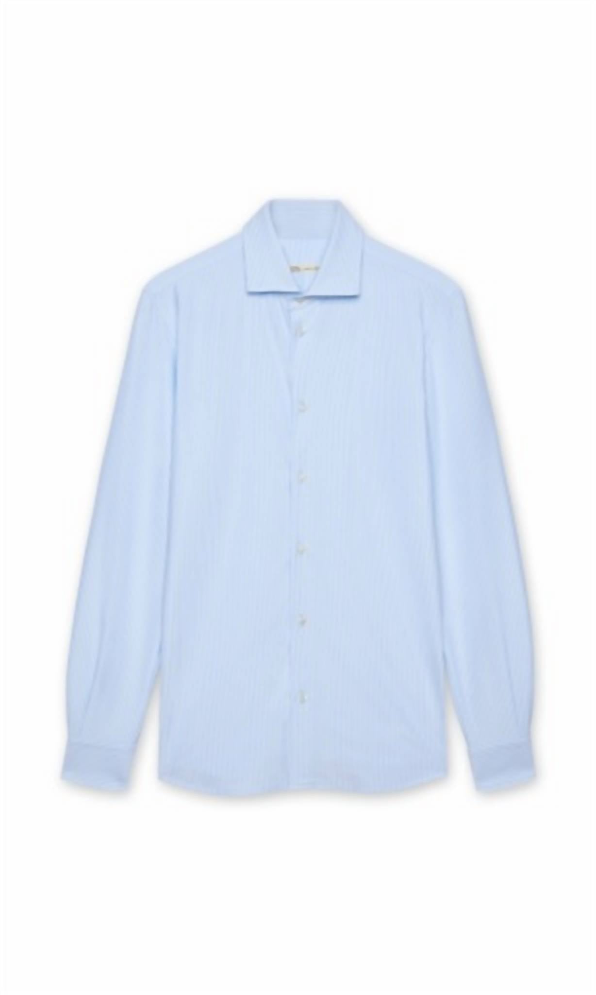 Men's Spread Collar Jersey Shirt In Light Blue