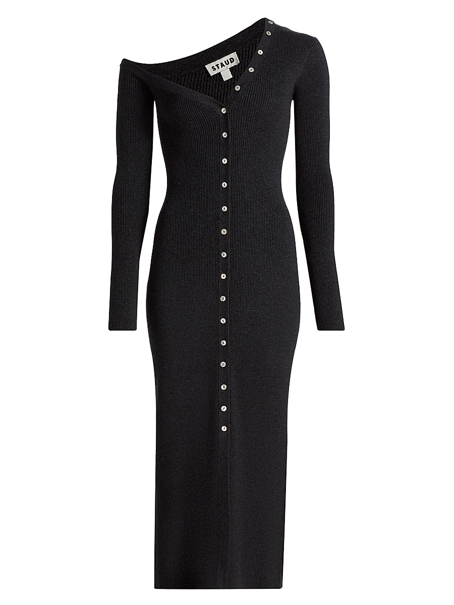 Women's Ribbed Wool-Blend Midi-Sweater Dress - Nocturne