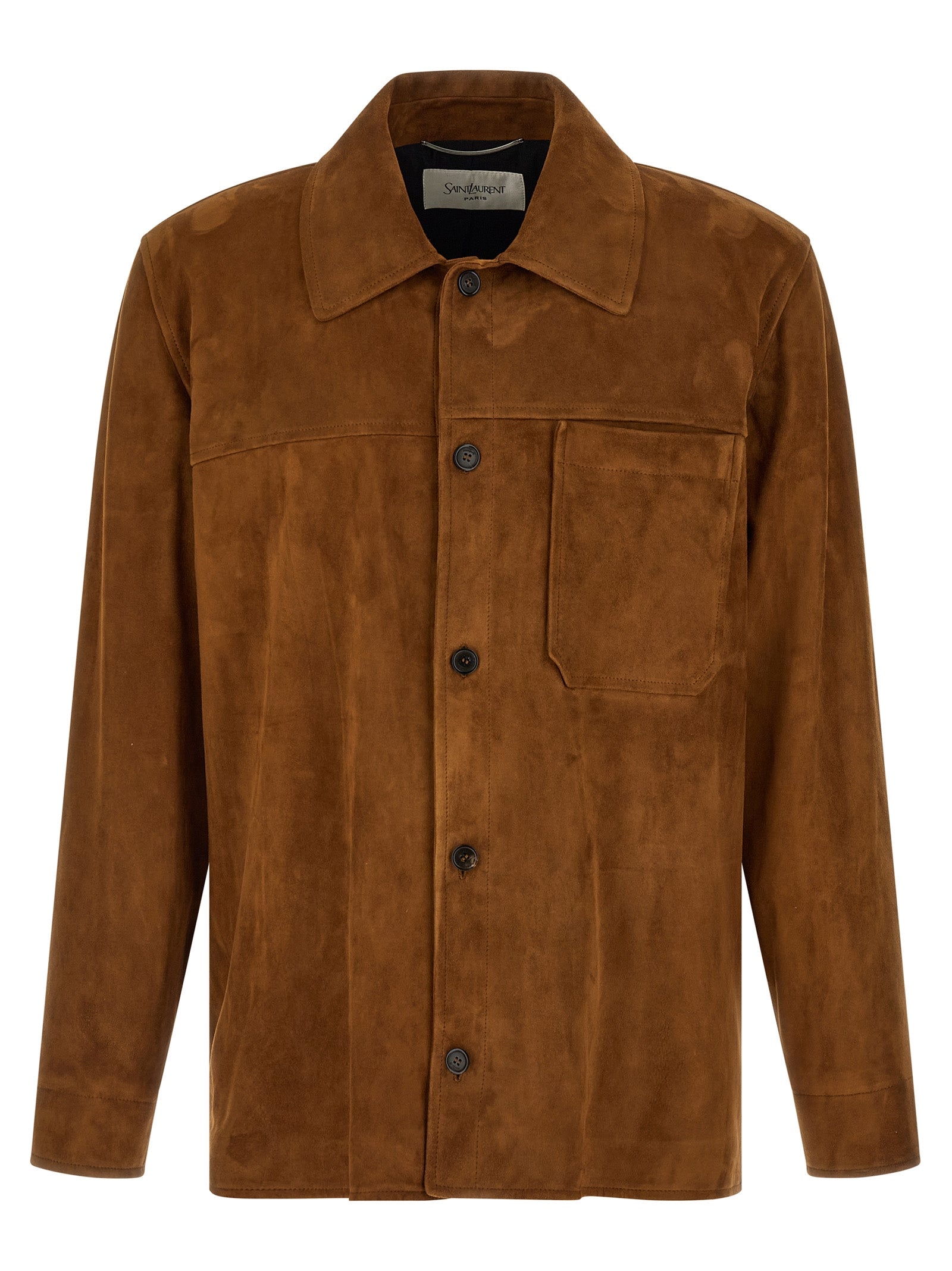 Lamb Leather Overshirt Jacket — Brown