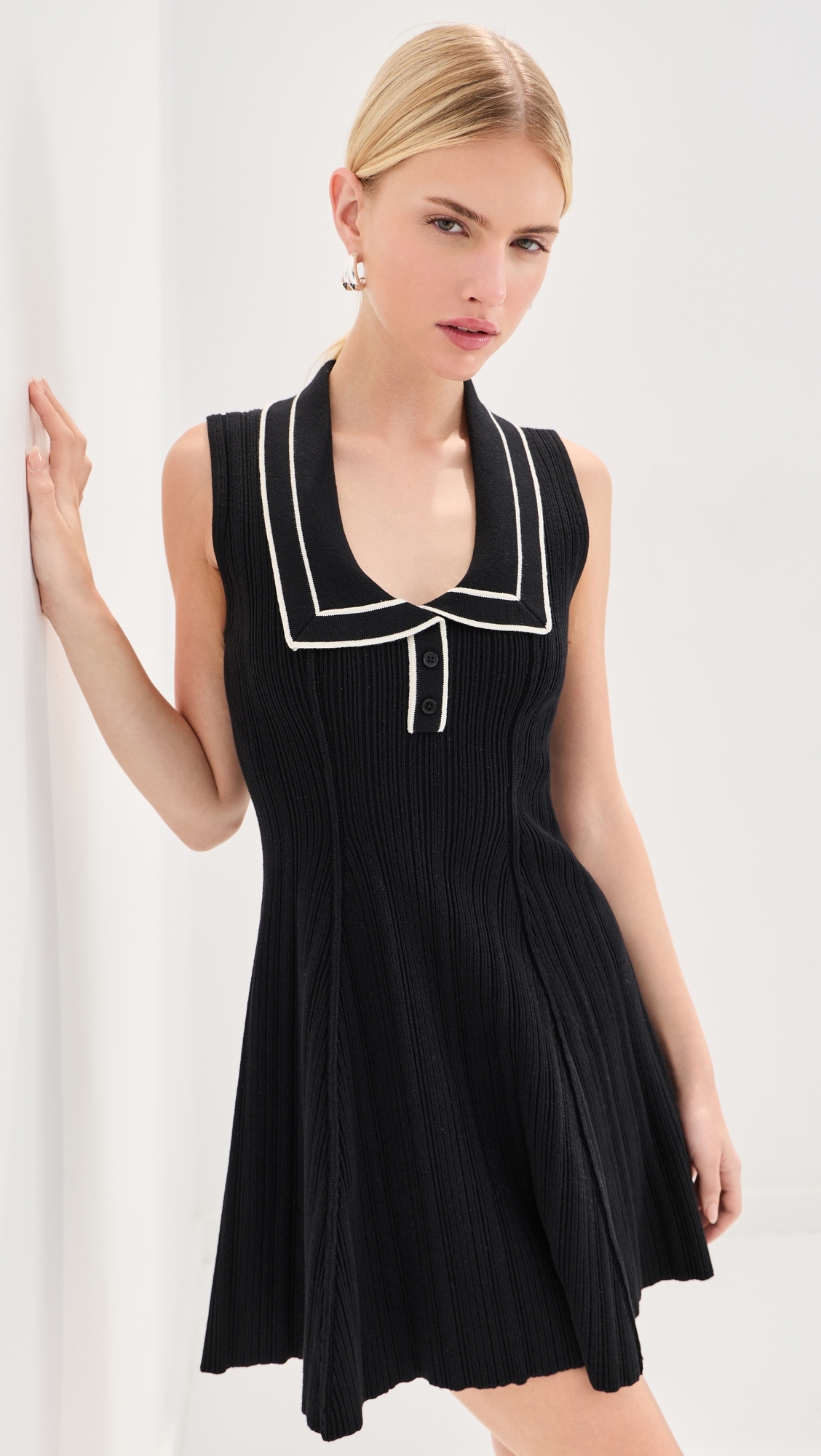 Maren Ribbed Dress Black/White