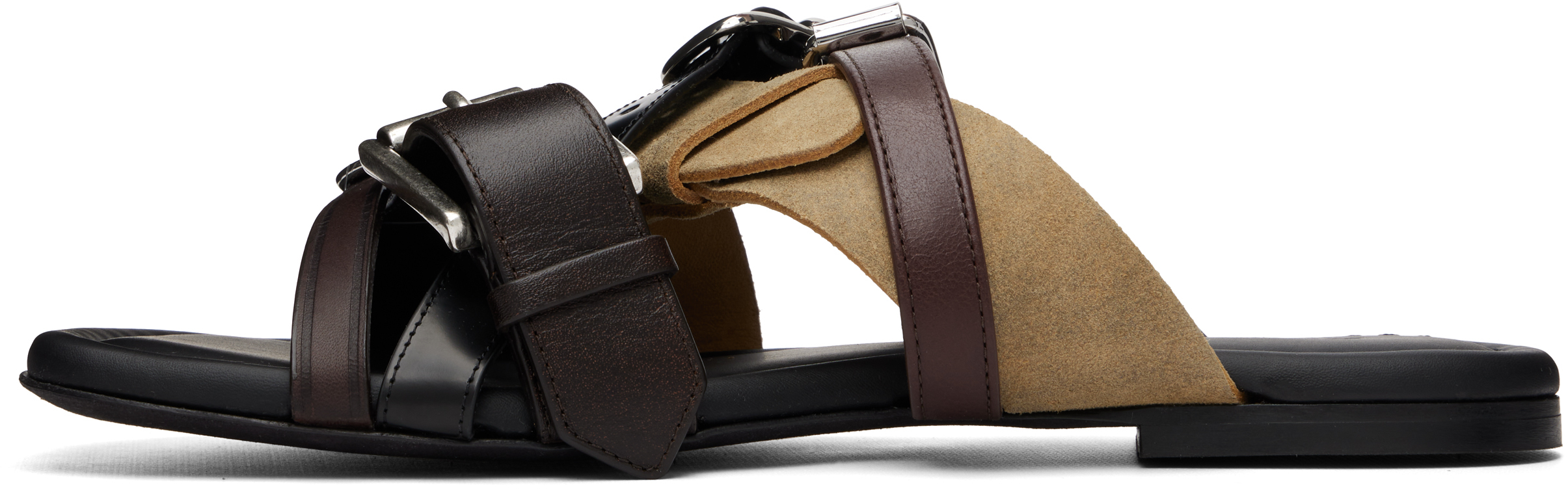 Brown Leather Belts Strap Sandals