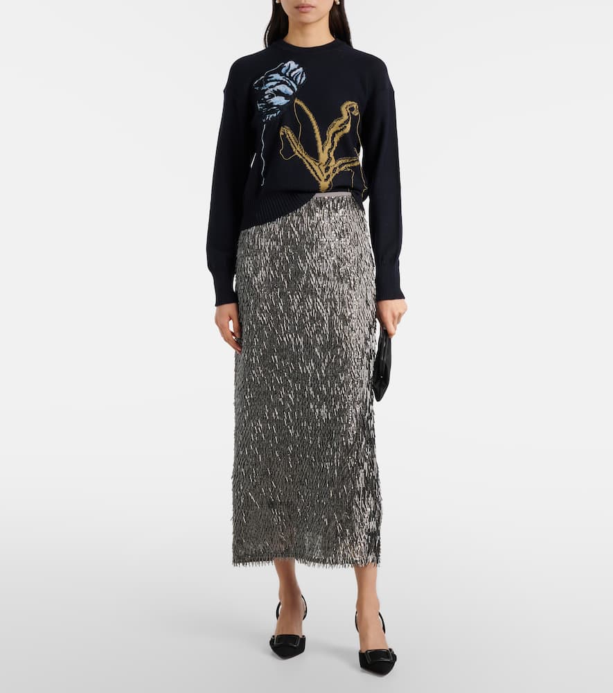 Intarsia wool and cotton sweater