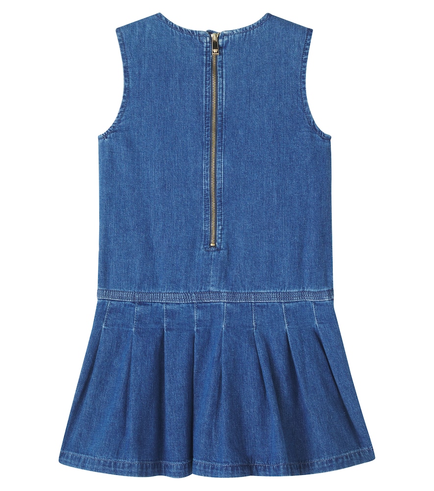 Pleated cotton denim dress