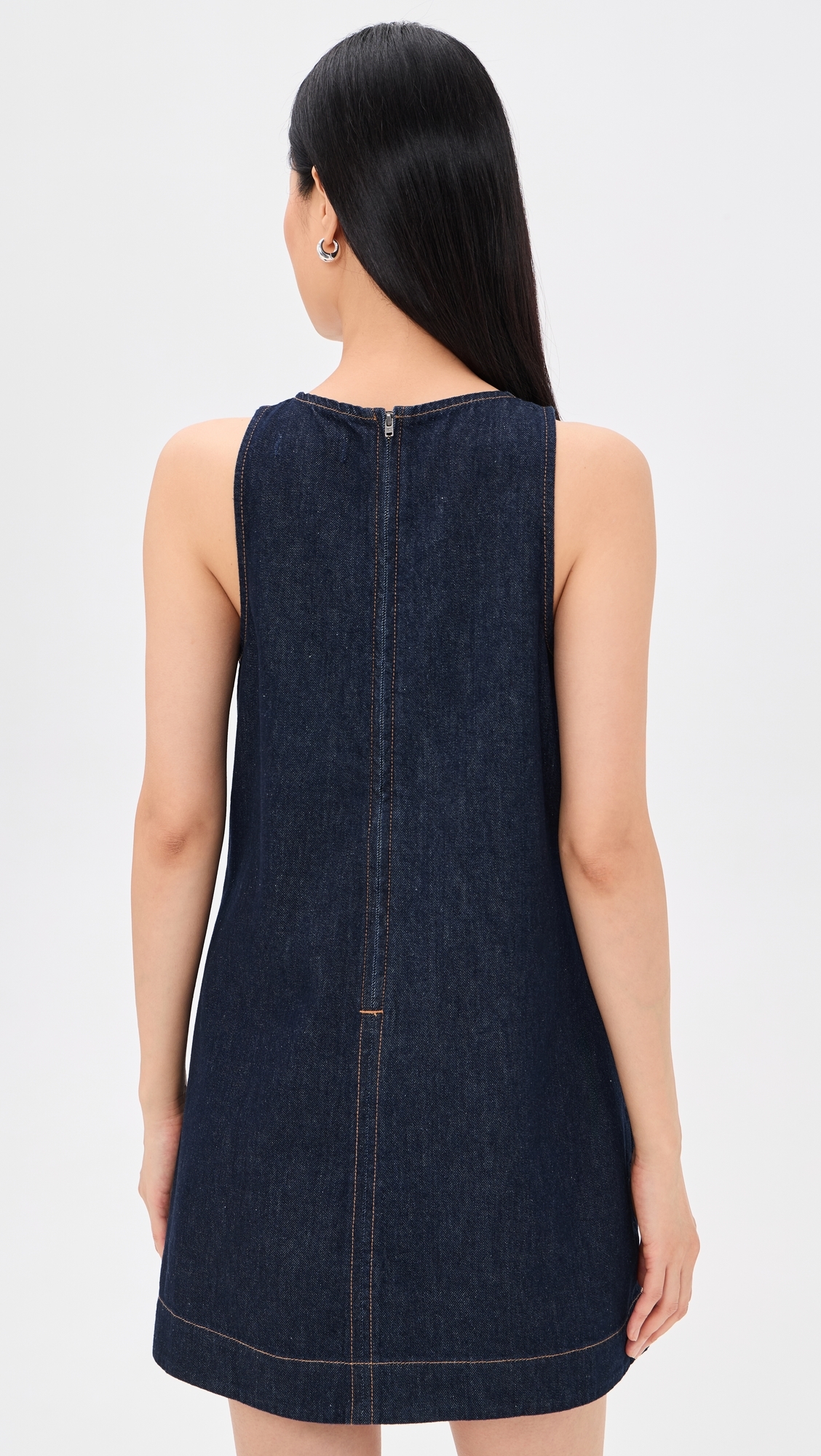 Denim Mini Shift Dress Rinse Wash