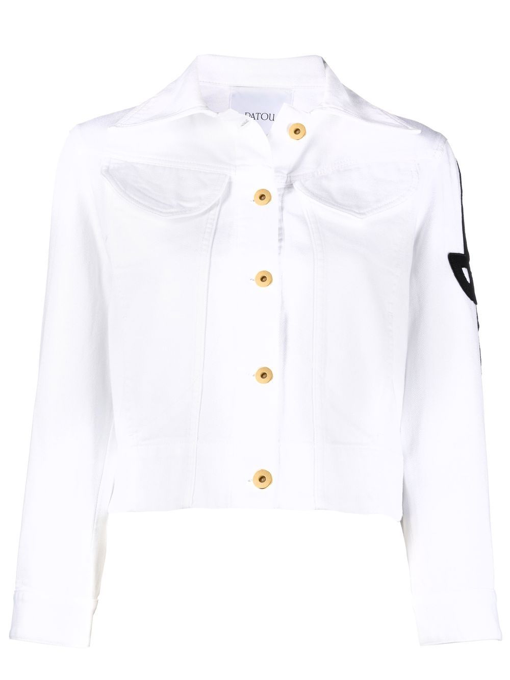 Embroidered-logo detail denim jacket - White