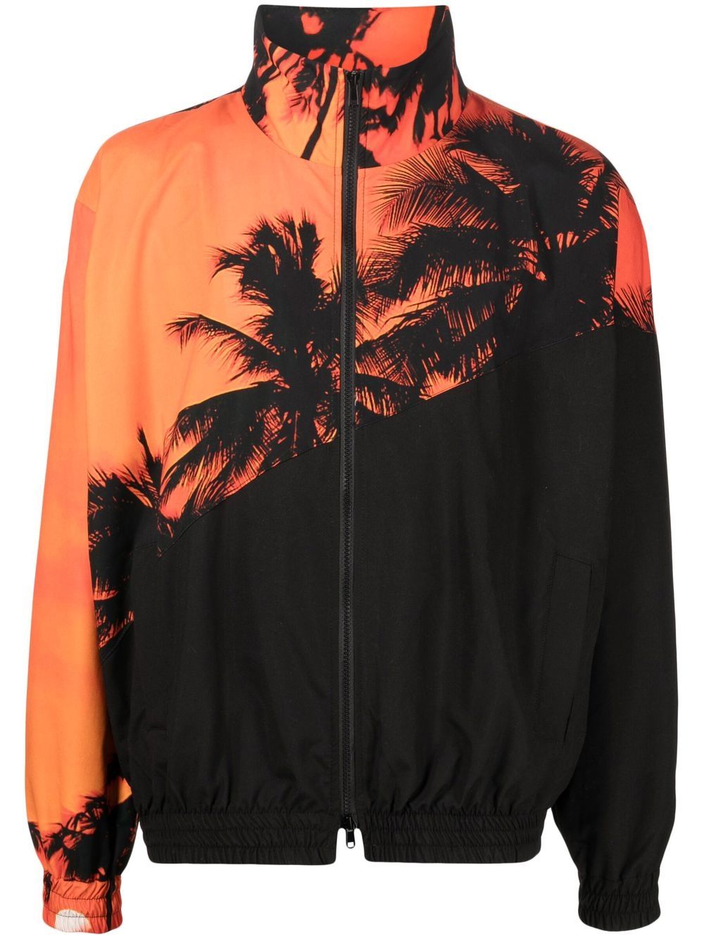 Palm-tree print bomber jacket - Black