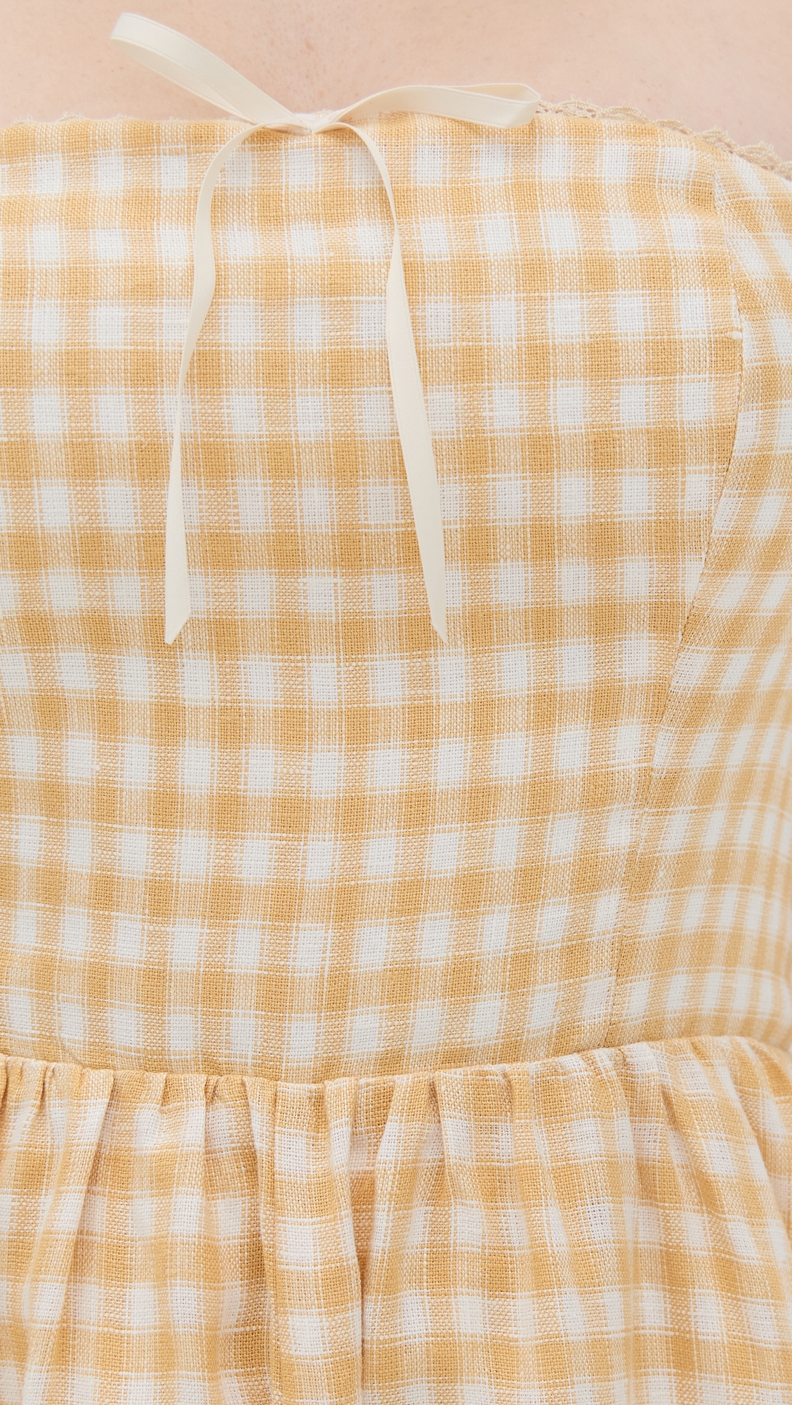 Reformation Marella Linen Dress Sunshine Check
