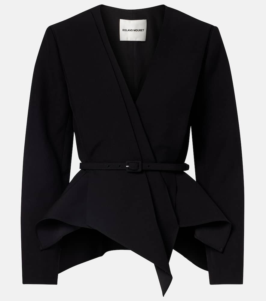Asymmetric draped crêpe blazer