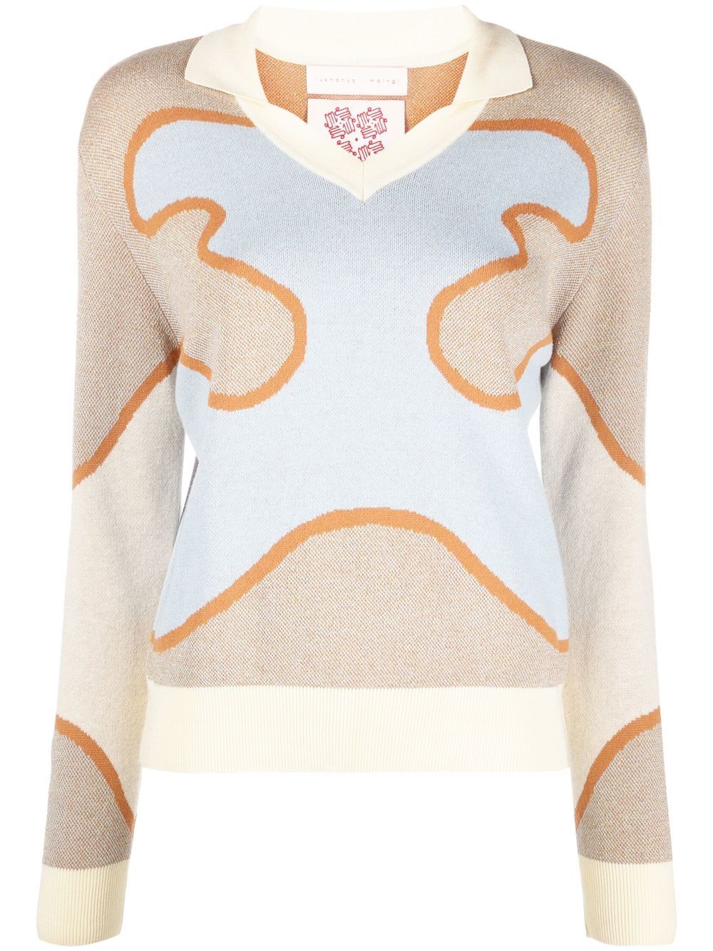 Abstract-knit cotton jumper - Blue