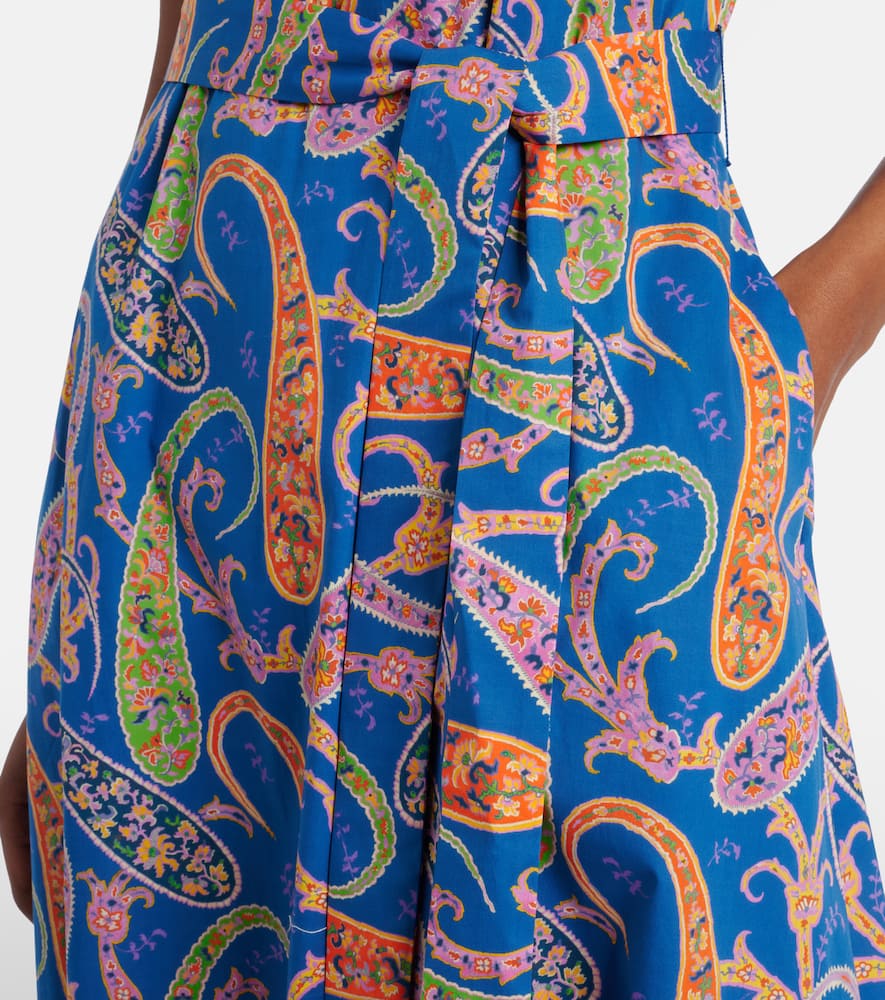 Paisley cotton-blend midi dress