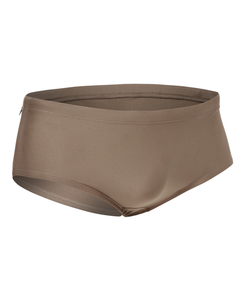 Solid Tightly Woven Short Square Brief Men's Swimwear Brown