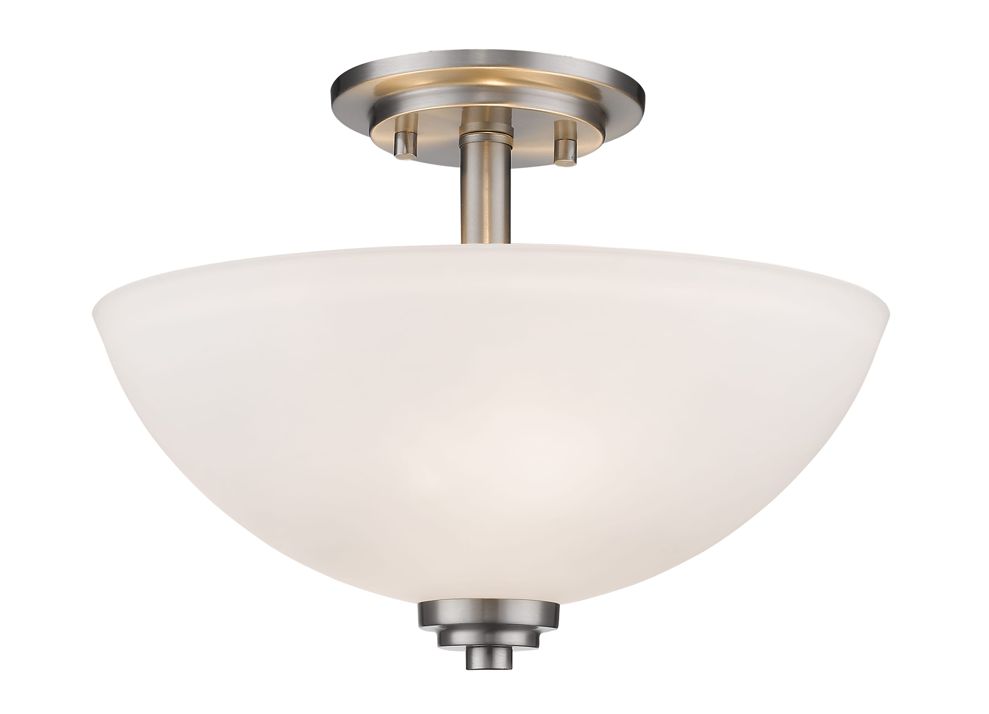 Ashton 3-Light Semi Flush Mount Ceiling Light In Brushed Nicke