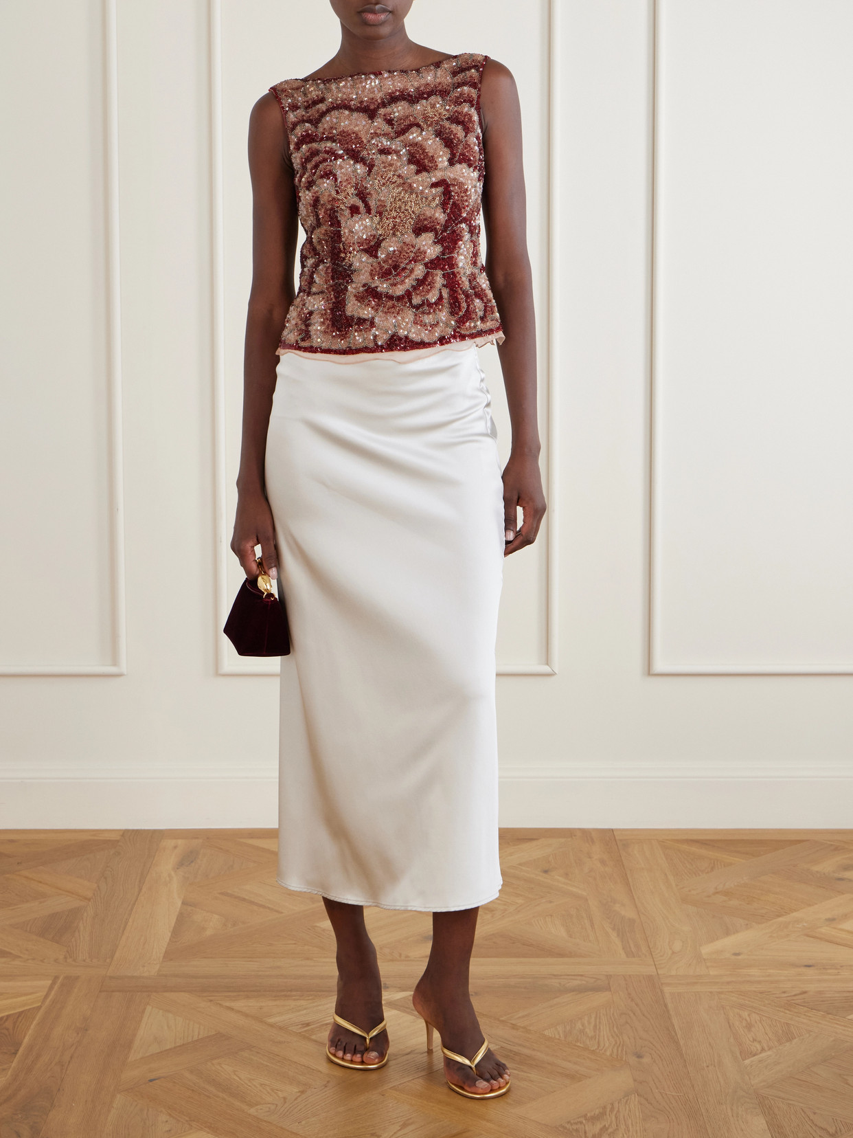 Sequin-embellished Blouse - Red