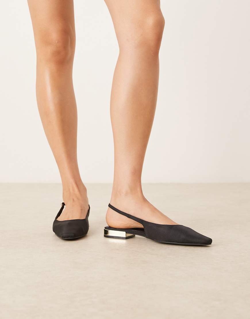 Logan chisel toe slingback ballets in black