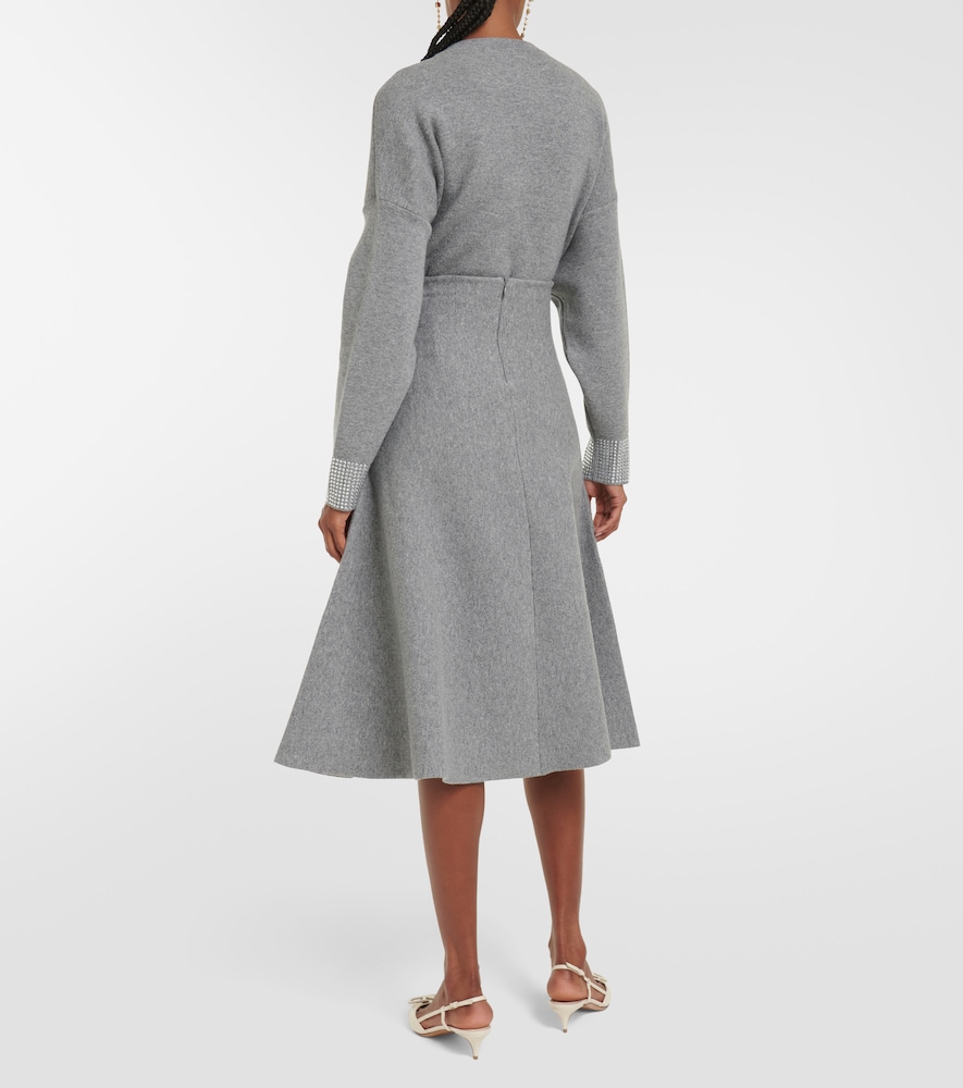 High-rise wool-blend midi skirt